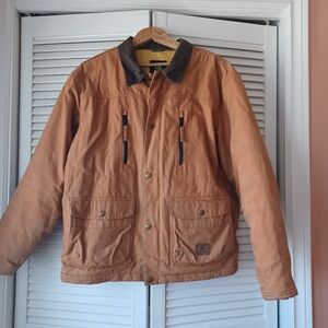 John Deere Canvas Men's Large Reg Coat Jacket Flannel Plaid Lining Workwear